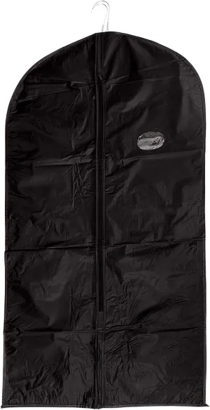 PrimeMed Simple Black Garment Bag for Dress Clothing Storage - 42" x 24" with ID