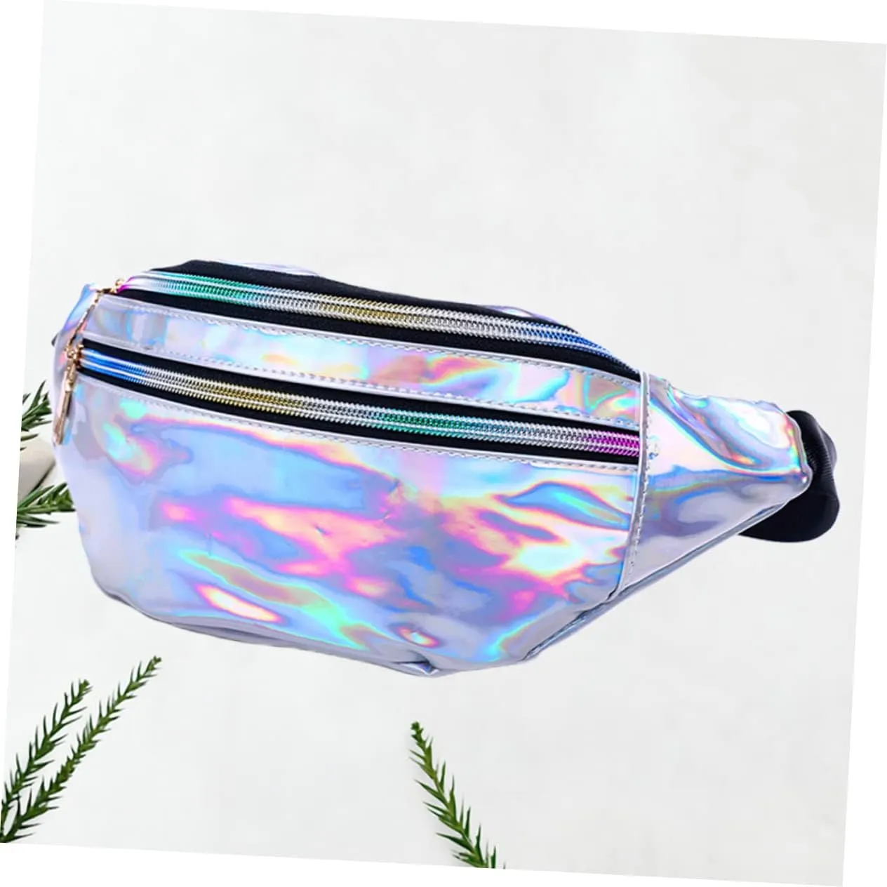 Pu Leather Reflective Sequin Waist Pouch for Women Sequins Fanny Pack Multiple Compartments Outdoor Waist Bag for Travel (mirror)