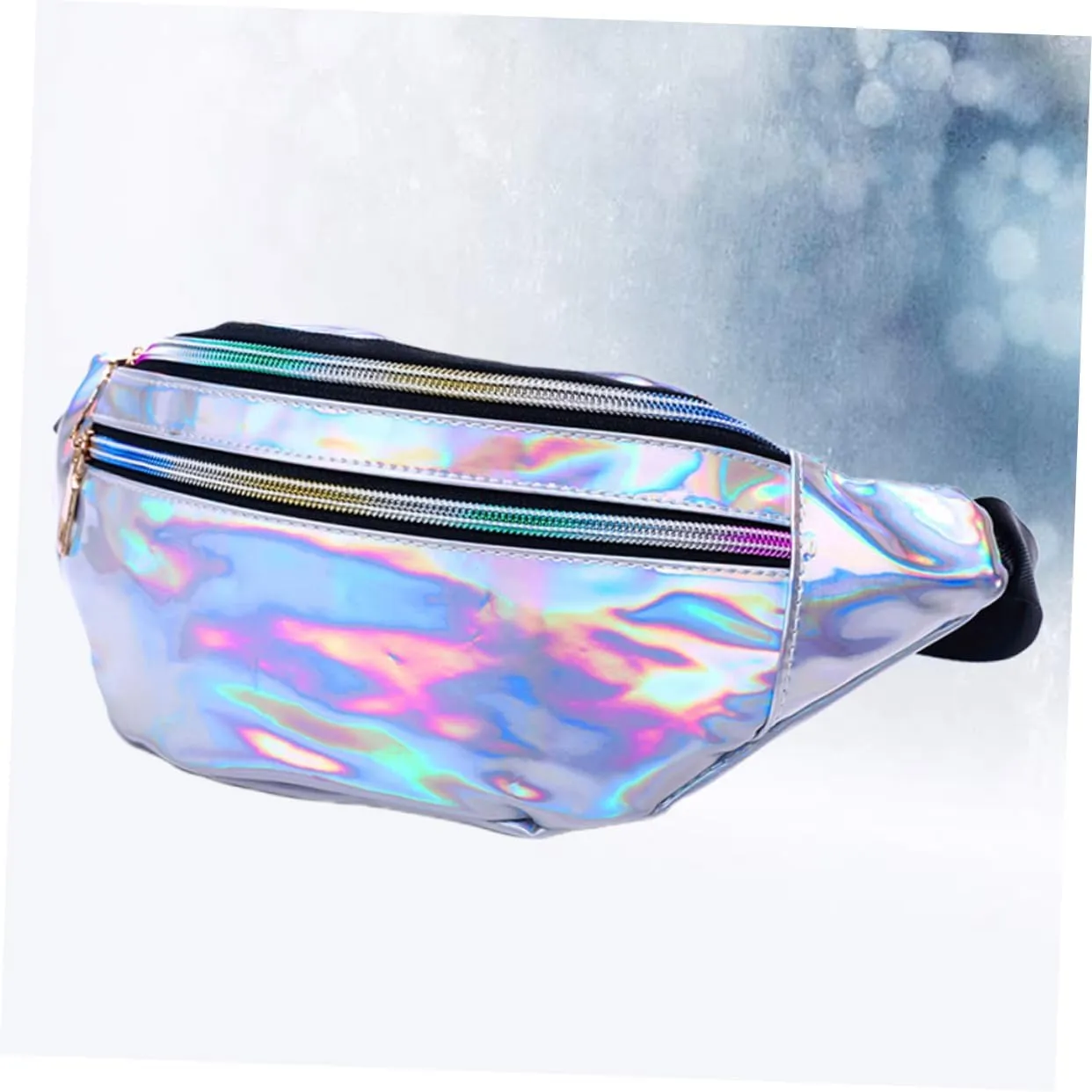 Pu Leather Reflective Sequin Waist Pouch for Women Sequins Fanny Pack Multiple Compartments Outdoor Waist Bag for Travel (mirror)