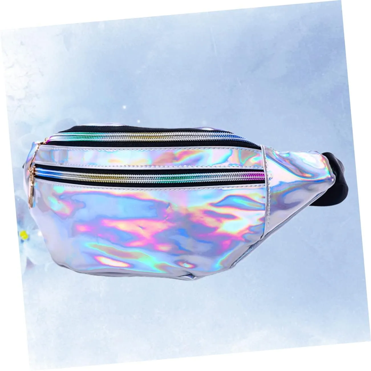 Pu Leather Reflective Sequin Waist Pouch for Women Sequins Fanny Pack Multiple Compartments Outdoor Waist Bag for Travel (mirror)