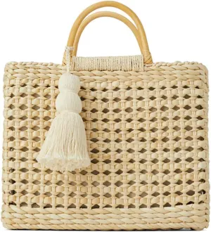 QZUnique Straw Bucket Bags for Women Top Handle Drawstring Woven Handbag Shoulder Bag Summer Beach Purses with Bamboo Handle