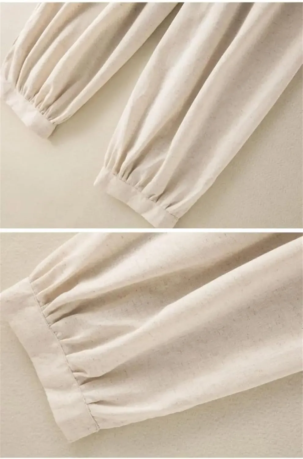 Rfmfkkg Women's Cotton Linen Solid Casual Pants Elastic High Waist Spliced Lace Up Harem Pants