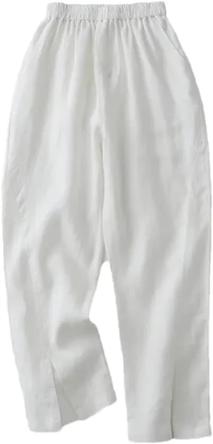 Rfmfkkg Women's Solid Harem Pants Linen Casual Elastic High Waist Loose Pants Ankle-Length Pants