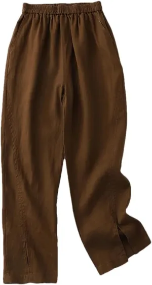 Rfmfkkg Women's Solid Harem Pants Linen Casual Elastic High Waist Loose Pants Ankle-Length Pants