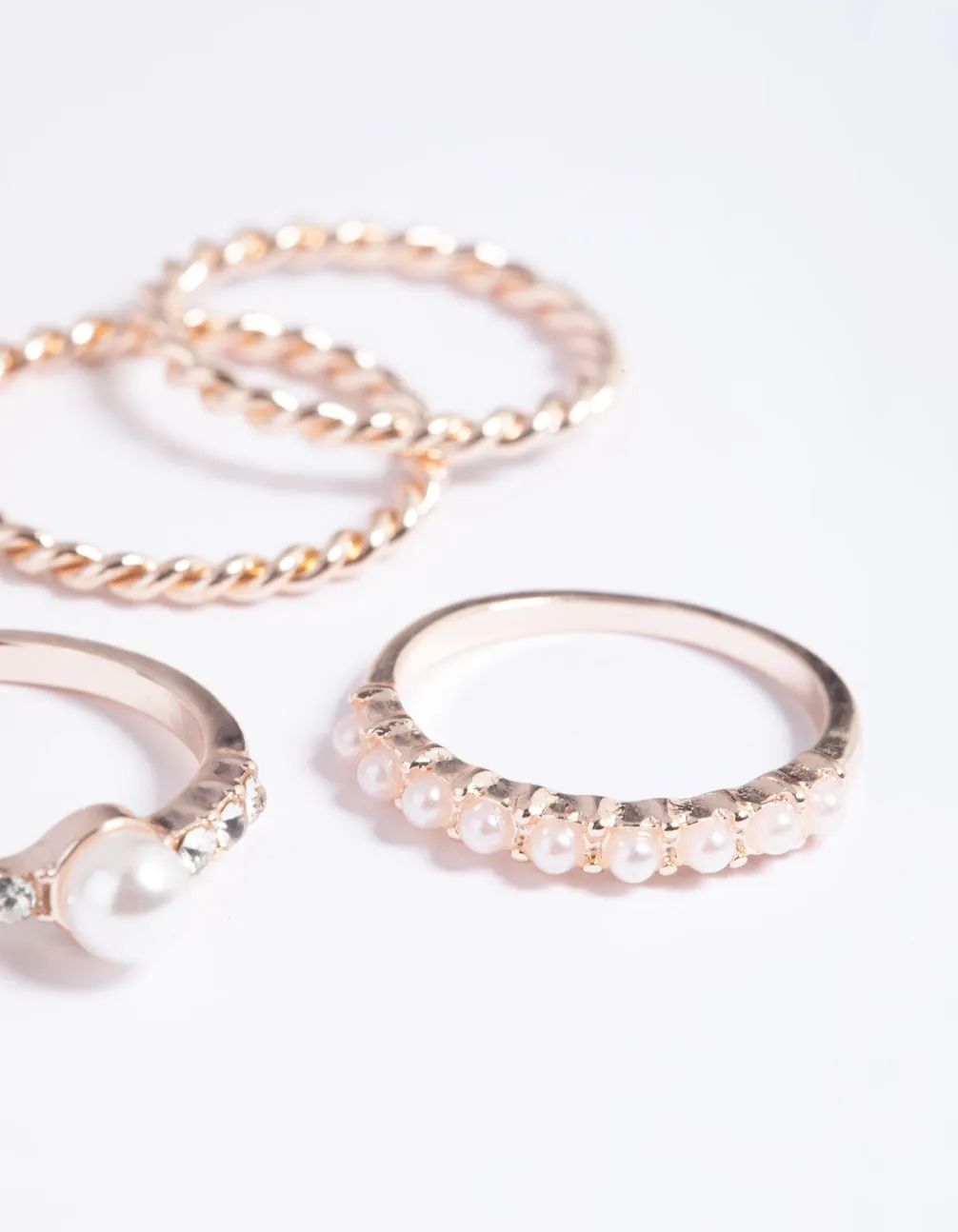 Rose Gold Pearl Ring Stack Pack