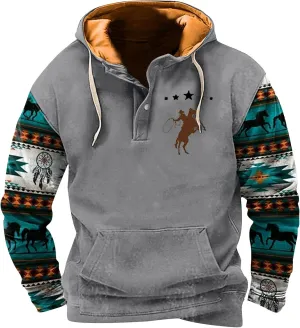 RTTUIOP Mens Aztec Hoodies Long Sleeve Shirt Crewneck Sweatshirt Casual Vintage Pullovers with Pocket