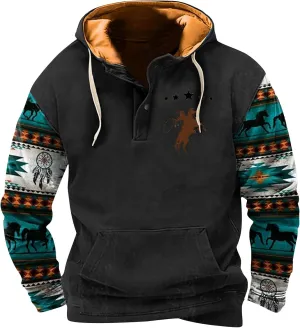 RTTUIOP Mens Aztec Hoodies Long Sleeve Shirt Crewneck Sweatshirt Casual Vintage Pullovers with Pocket