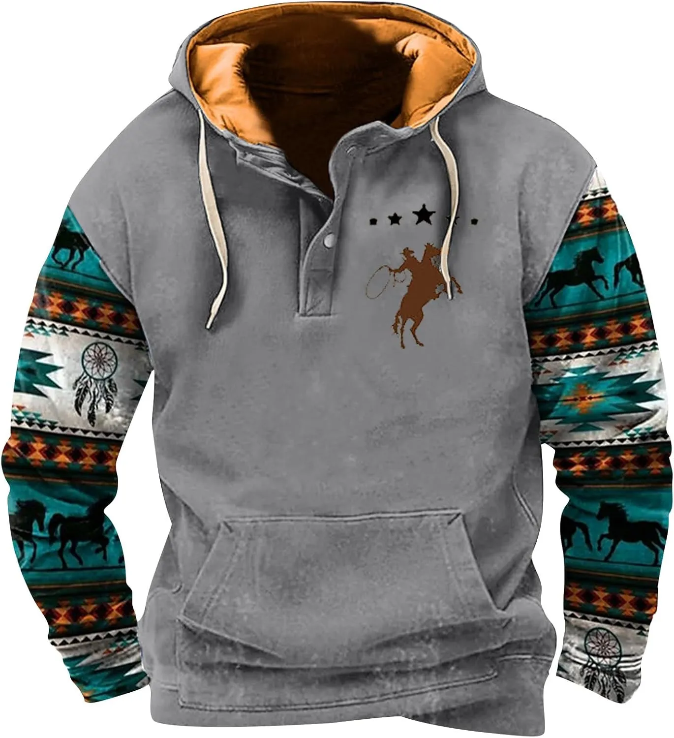 RTTUIOP Mens Aztec Hoodies Long Sleeve Shirt Crewneck Sweatshirt Casual Vintage Pullovers with Pocket