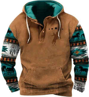 RTTUIOP Mens Aztec Hoodies Long Sleeve Shirt Crewneck Sweatshirt Casual Vintage Pullovers with Pocket