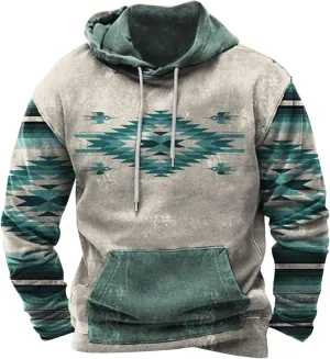 RTTUIOP Mens Aztec Hoodies Long Sleeve Shirt Crewneck Sweatshirt Casual Vintage Pullovers with Pocket