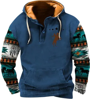 RTTUIOP Mens Aztec Hoodies Long Sleeve Shirt Crewneck Sweatshirt Casual Vintage Pullovers with Pocket