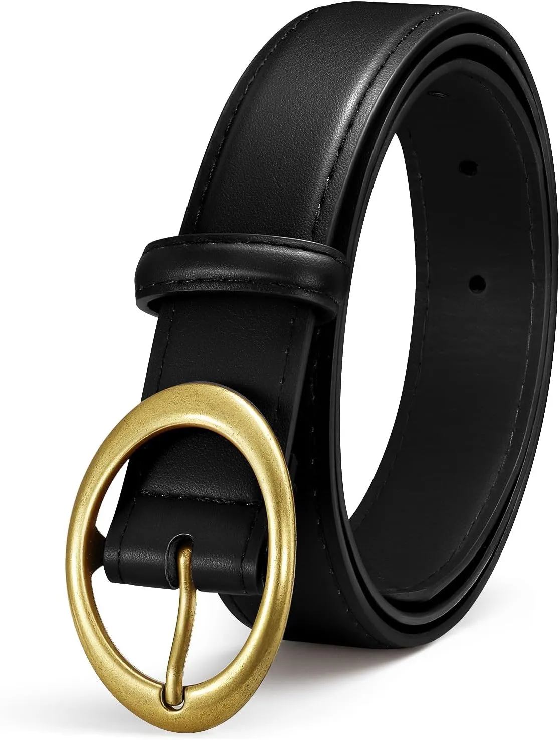 SANSTHS Women Leather Belts for Jeans Pants Dresses Fashion Ladies Waist Belt Gold/Silver Buckle