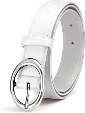 SANSTHS Women Leather Belts for Jeans Pants Dresses Fashion Ladies Waist Belt Gold/Silver Buckle
