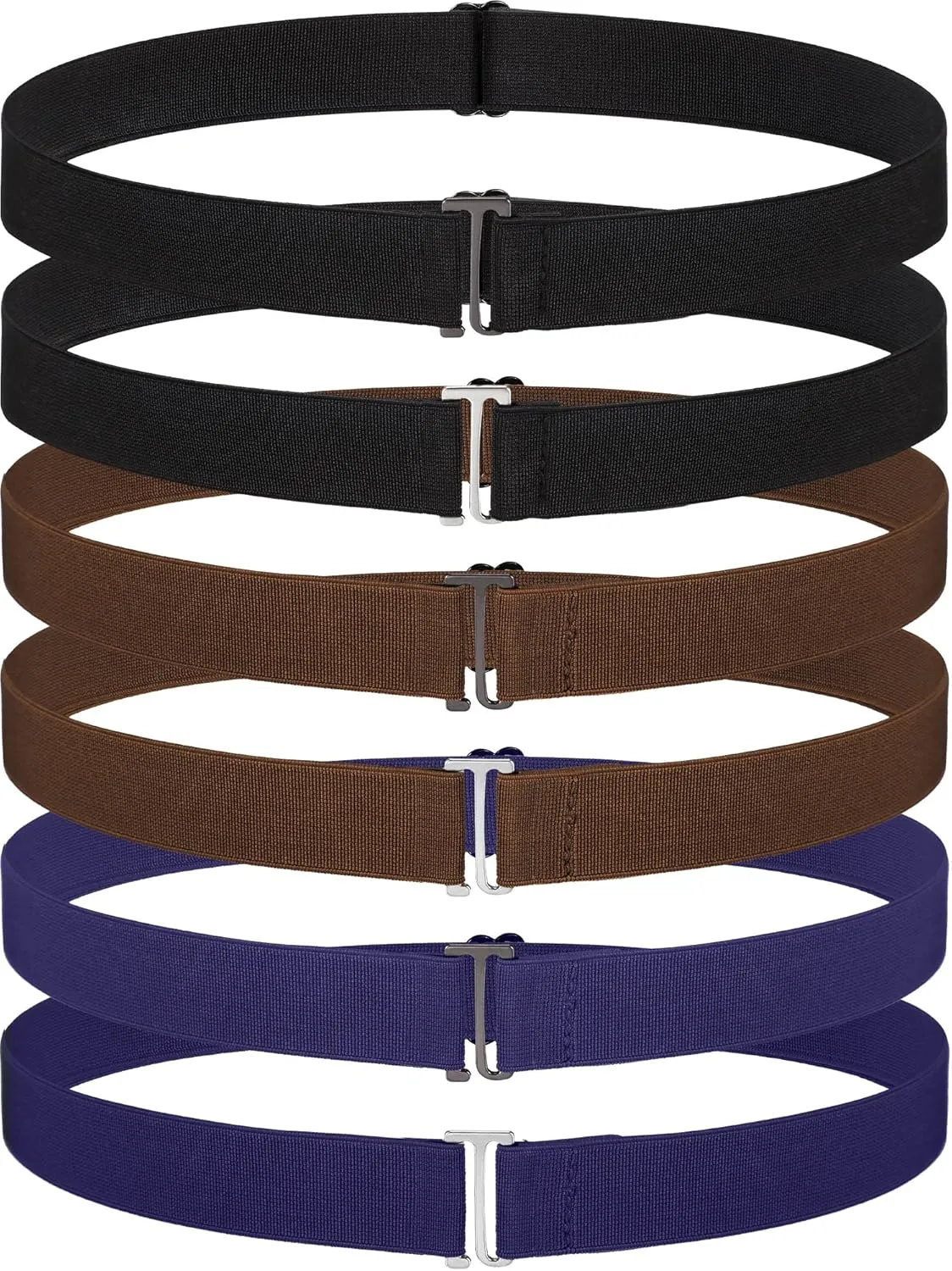 SATINIOR 6 Pcs Women No Show Invisible Belt Stretch Elastic Women Flat Buckle Belt for Jeans Pants Dresses