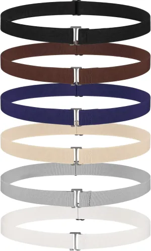 SATINIOR 6 Pcs Women No Show Invisible Belt Stretch Elastic Women Flat Buckle Belt for Jeans Pants Dresses