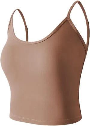 Seamless Plus Size Tank Tops for women Spaghetti Strap with Built in Bra Camisole Basic Sports Bras Workout Crop Tops