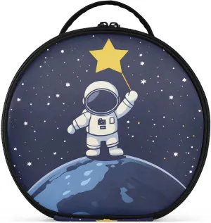 senya Round Cosmetic Pouch Travel Makeup Train Case Organizer Bag Portable Makeup Brushes Toiletry Jewelry Accessories Astronaut Star