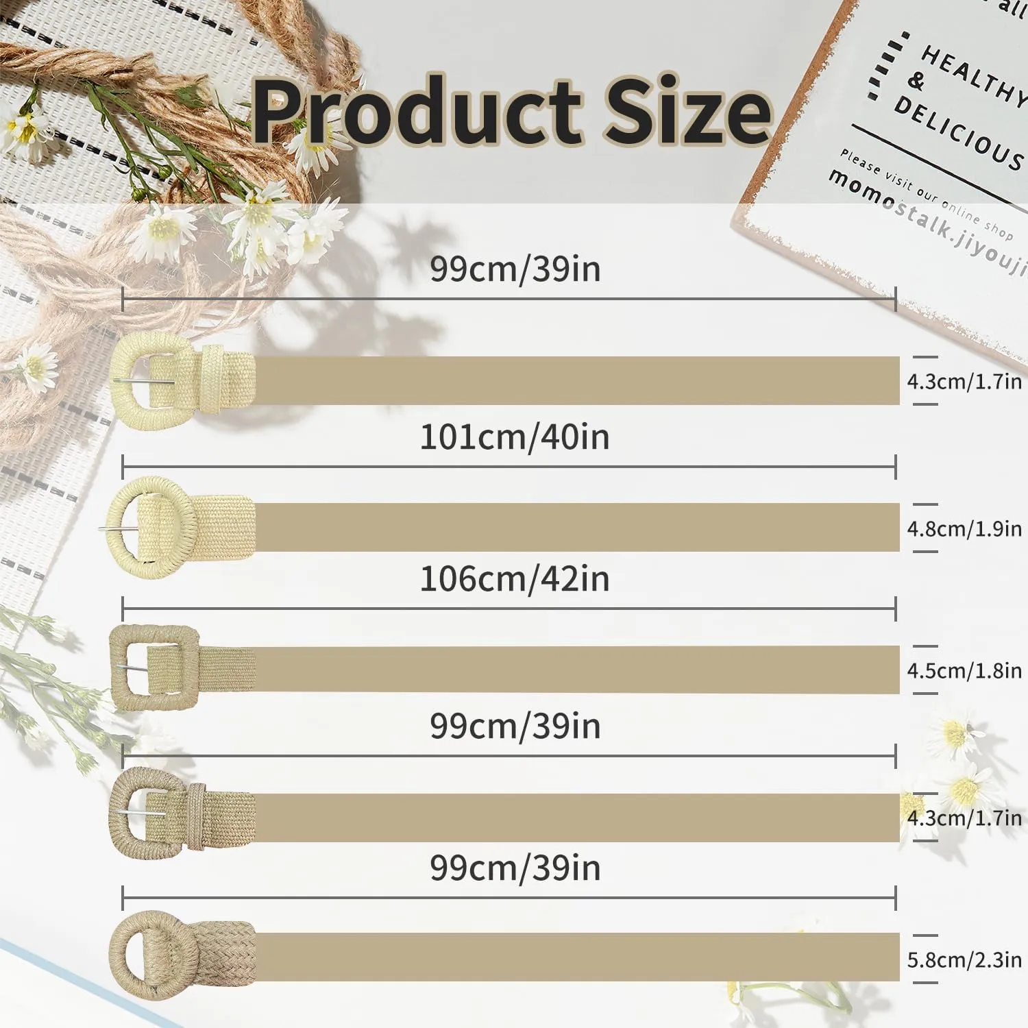 SeptCity Woven Belts for Women, Wide Boho Stretchy Ladies Belts for Dresses and Jeans Valentine's Day Gift for Women