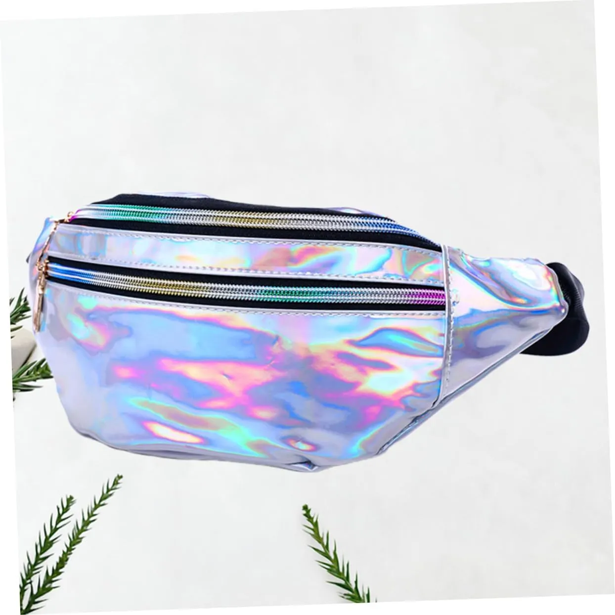 Sequin Waist Bag for Women Lightweight Pu Leather Fanny Pack Reflective Sequins Perfect for Outdoor Travel Cosmetics (mirror)