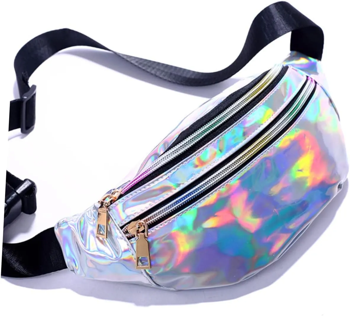 Sequin Waist Bag for Women Lightweight Pu Leather Fanny Pack Reflective Sequins Perfect for Outdoor Travel Cosmetics (mirror)
