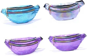 Sequin Waist Bag for Women Lightweight Pu Leather Fanny Pack Reflective Sequins Perfect for Outdoor Travel Cosmetics (mirror)