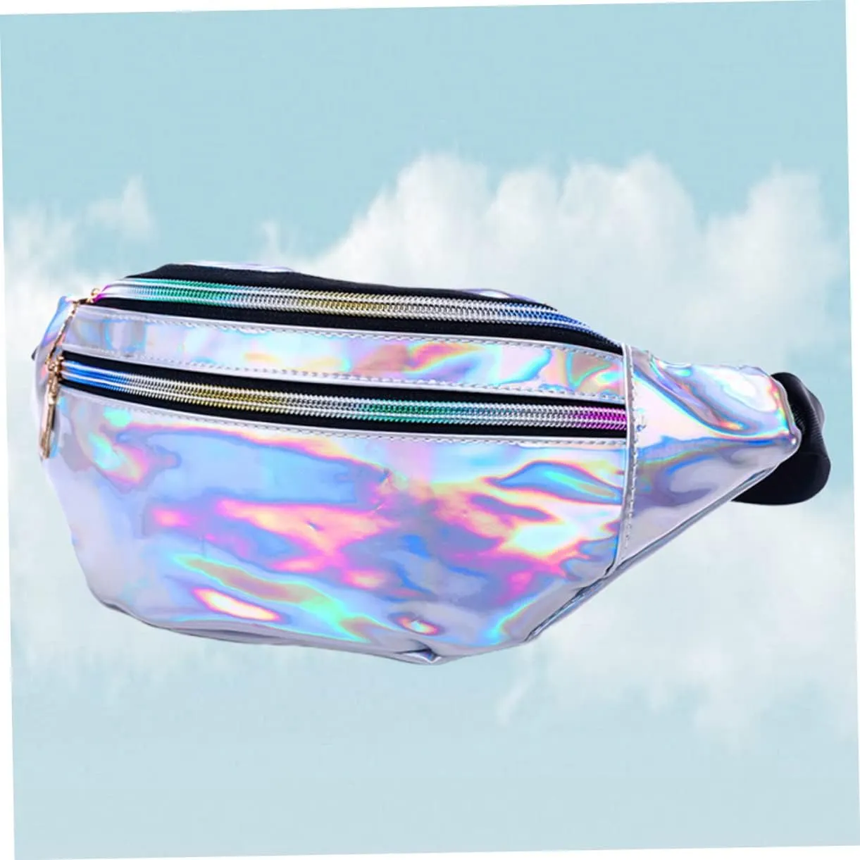Sequin Waist Bag for Women Lightweight Pu Leather Fanny Pack Reflective Sequins Perfect for Outdoor Travel Cosmetics (mirror)