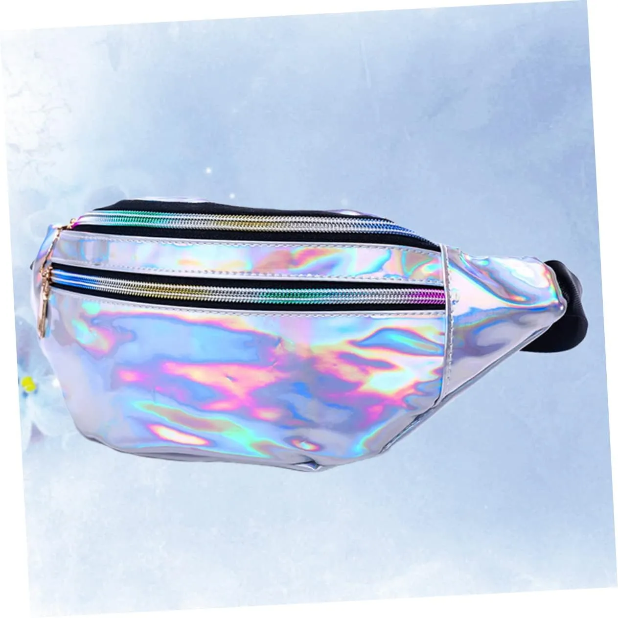 Sequin Waist Bag for Women Lightweight Pu Leather Fanny Pack Reflective Sequins Perfect for Outdoor Travel Cosmetics (mirror)