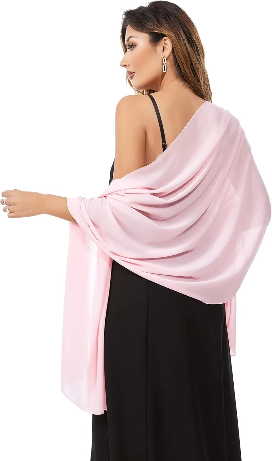 Shawls and Wraps for Evening Dresses Sheer Chiffon Women Elegant Soft Silky Sparkly Wedding Bridal Scarf