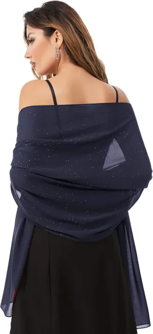 Shawls and Wraps for Evening Dresses Sheer Chiffon Women Elegant Soft Silky Sparkly Wedding Bridal Scarf