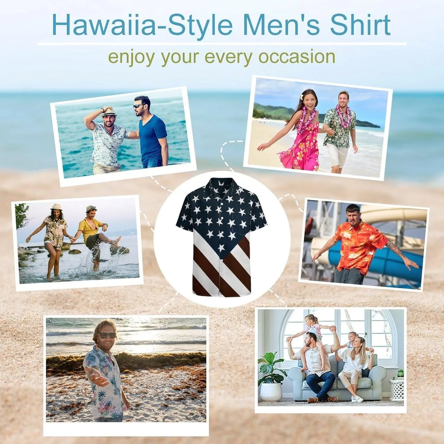 Shirts for Men Short Sleeve Beach Shirt Casual Button Down Shirts Tops Quick Dry with Designs