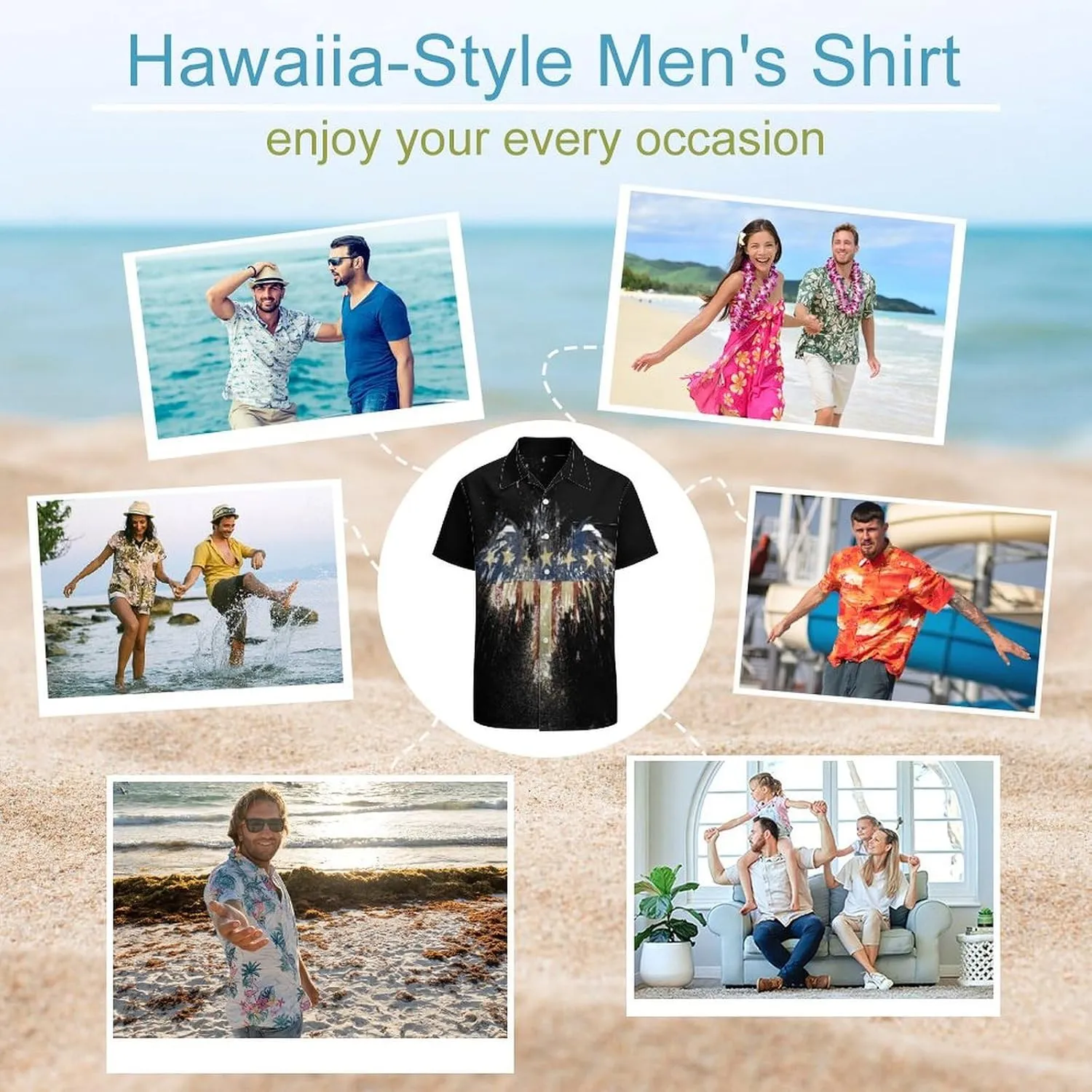 Shirts for Men Short Sleeve Beach Shirt Casual Button Down Shirts Tops Quick Dry with Designs