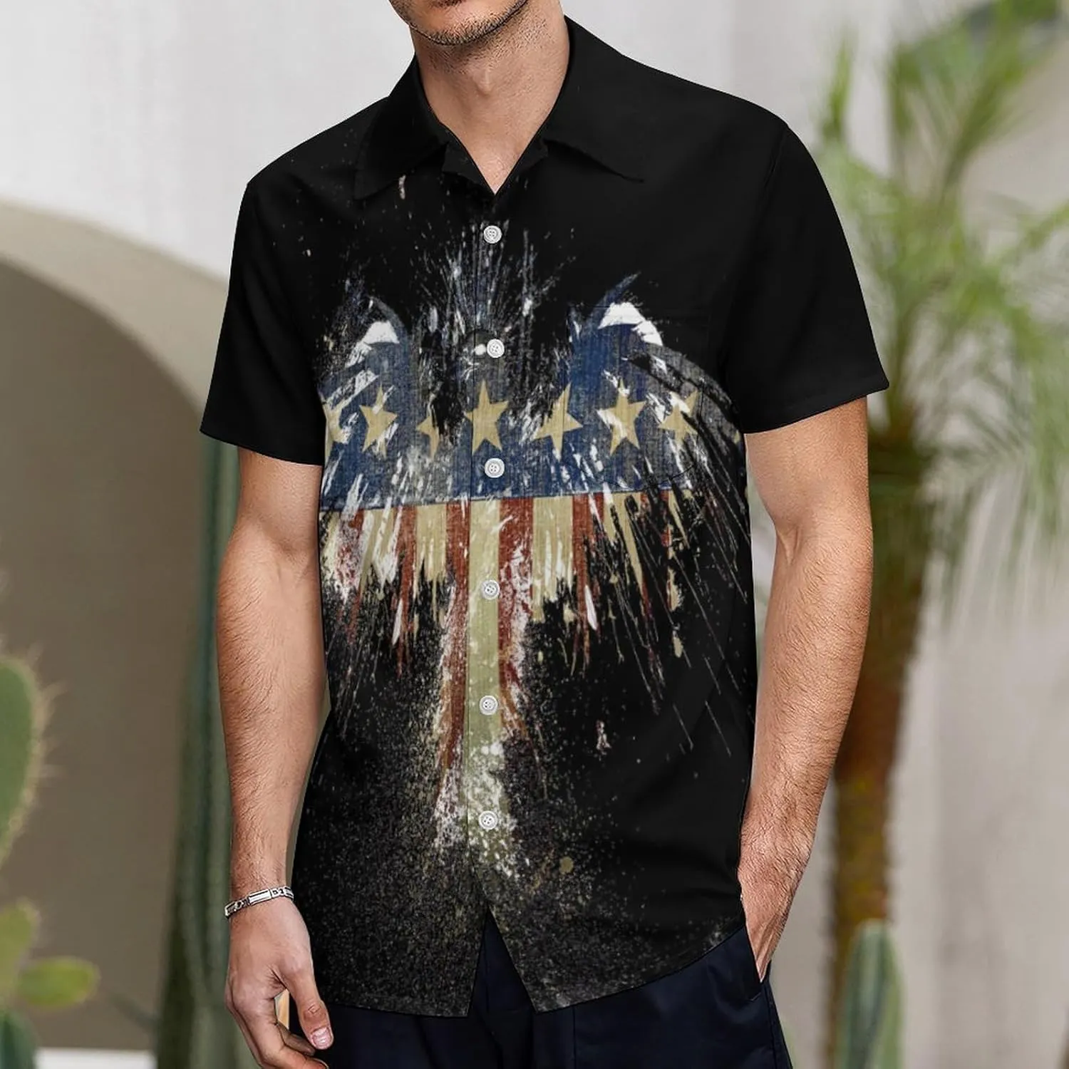 Shirts for Men Short Sleeve Beach Shirt Casual Button Down Shirts Tops Quick Dry with Designs