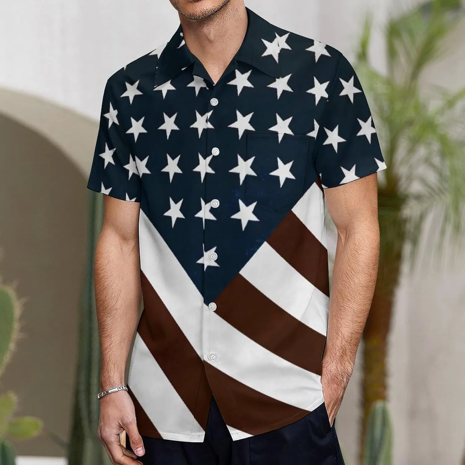 Shirts for Men Short Sleeve Beach Shirt Casual Button Down Shirts Tops Quick Dry with Designs