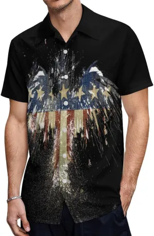 Shirts for Men Short Sleeve Beach Shirt Casual Button Down Shirts Tops Quick Dry with Designs