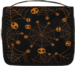 Skull Web Hanging Travel Toiletry Bag Cosmetic Bag Portable Wash Bag with Hook for Bathroom Accessories Toiletries Cosmetics