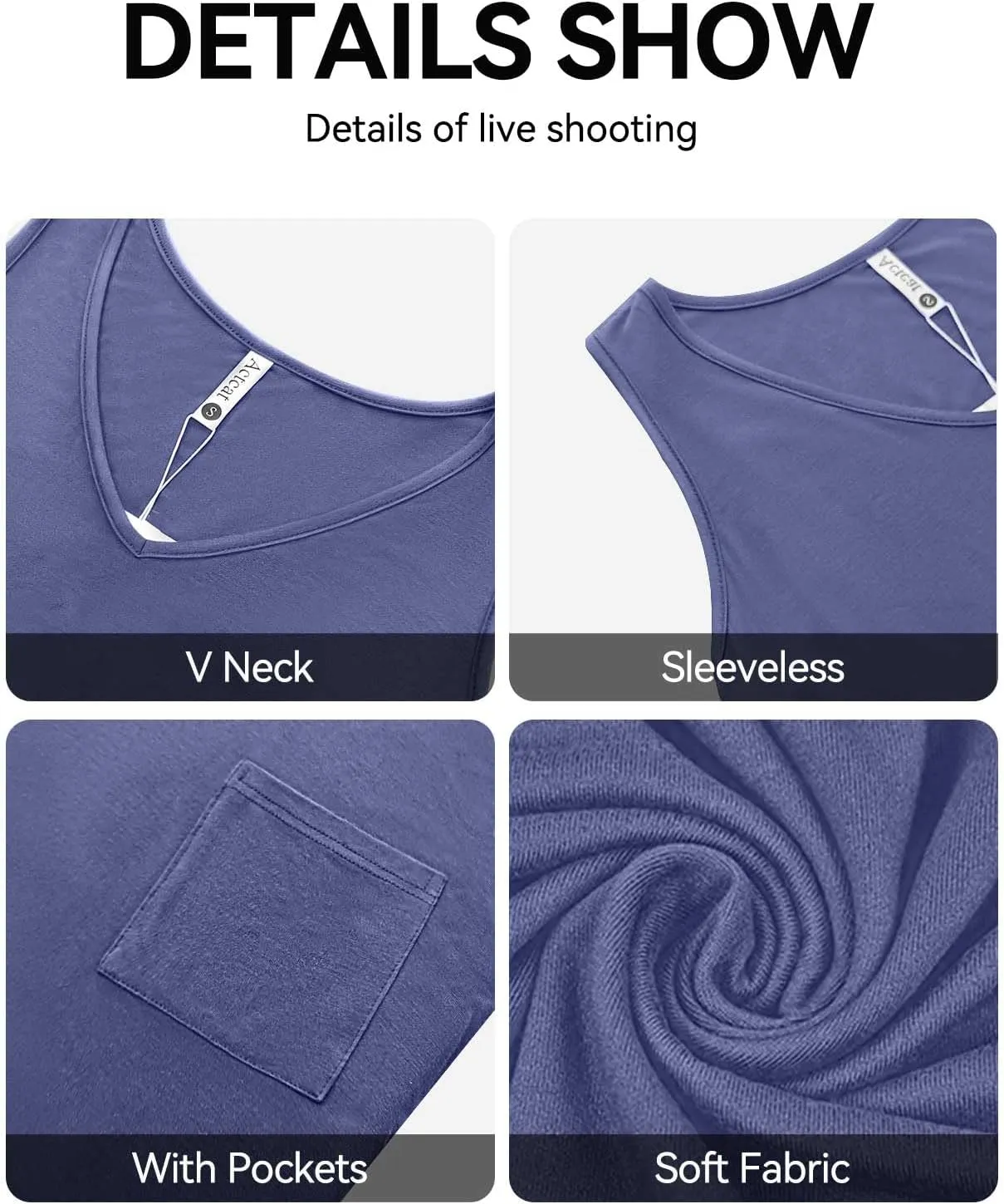 Sleeveless Summer Casual Dresses for Women with Pockets V Neck Swimsuit Coverup Loose Sundresses Beach Tank Dress
