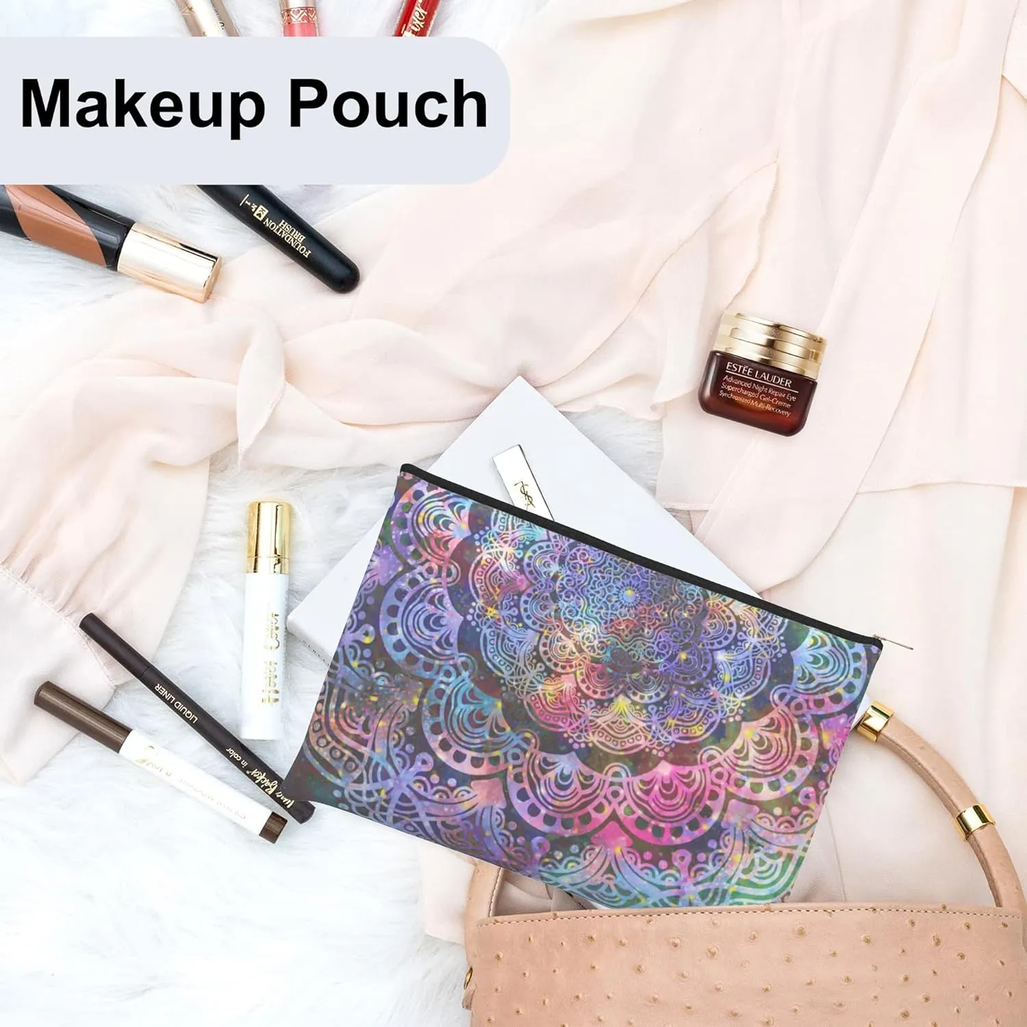 Small Makeup Bag Abstract Mandala Cosmetic Bag for Women Portable Purse Travel Toiletry Bag Accessories Organizer Zipper Pouch