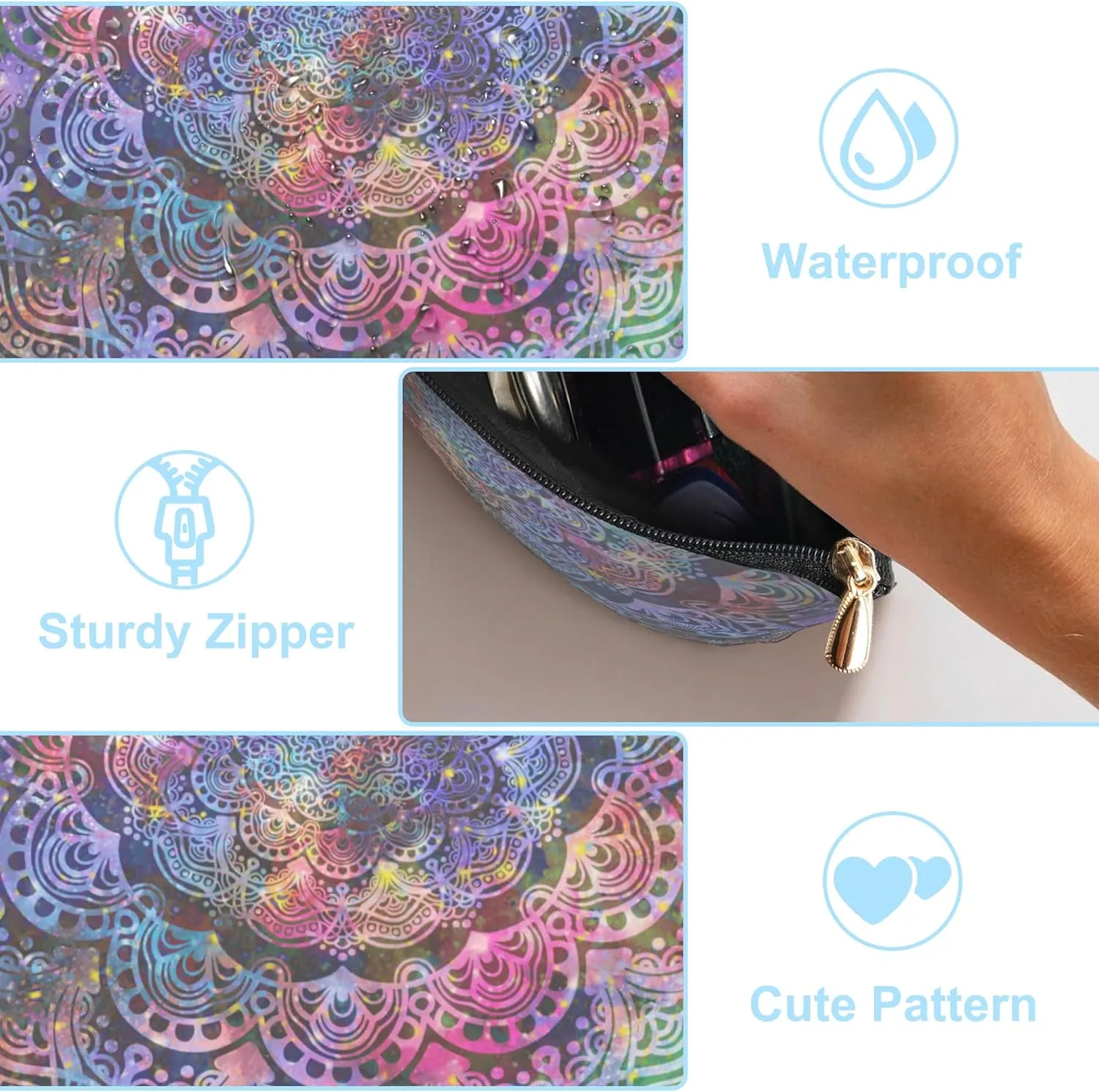 Small Makeup Bag Abstract Mandala Cosmetic Bag for Women Portable Purse Travel Toiletry Bag Accessories Organizer Zipper Pouch