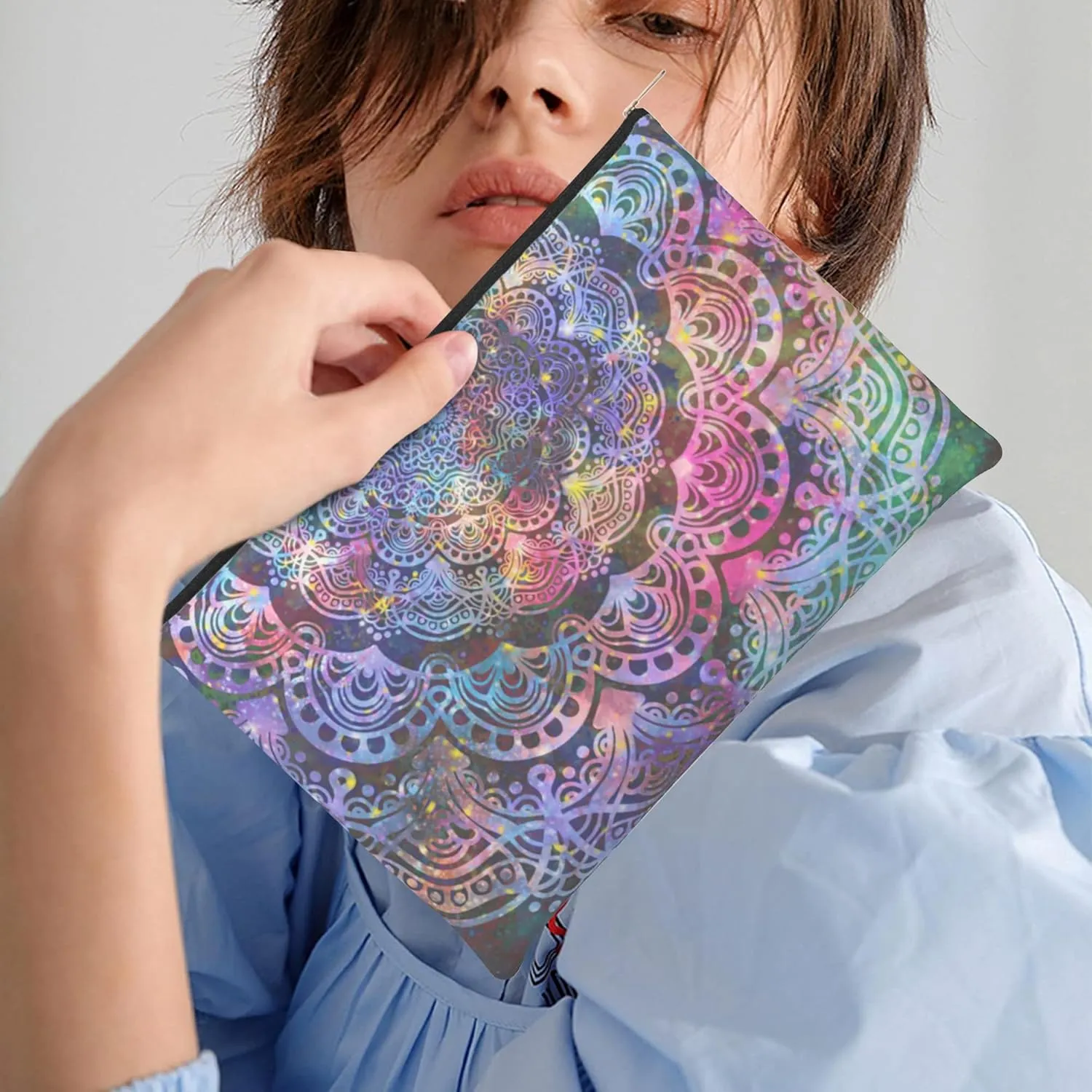 Small Makeup Bag Abstract Mandala Cosmetic Bag for Women Portable Purse Travel Toiletry Bag Accessories Organizer Zipper Pouch