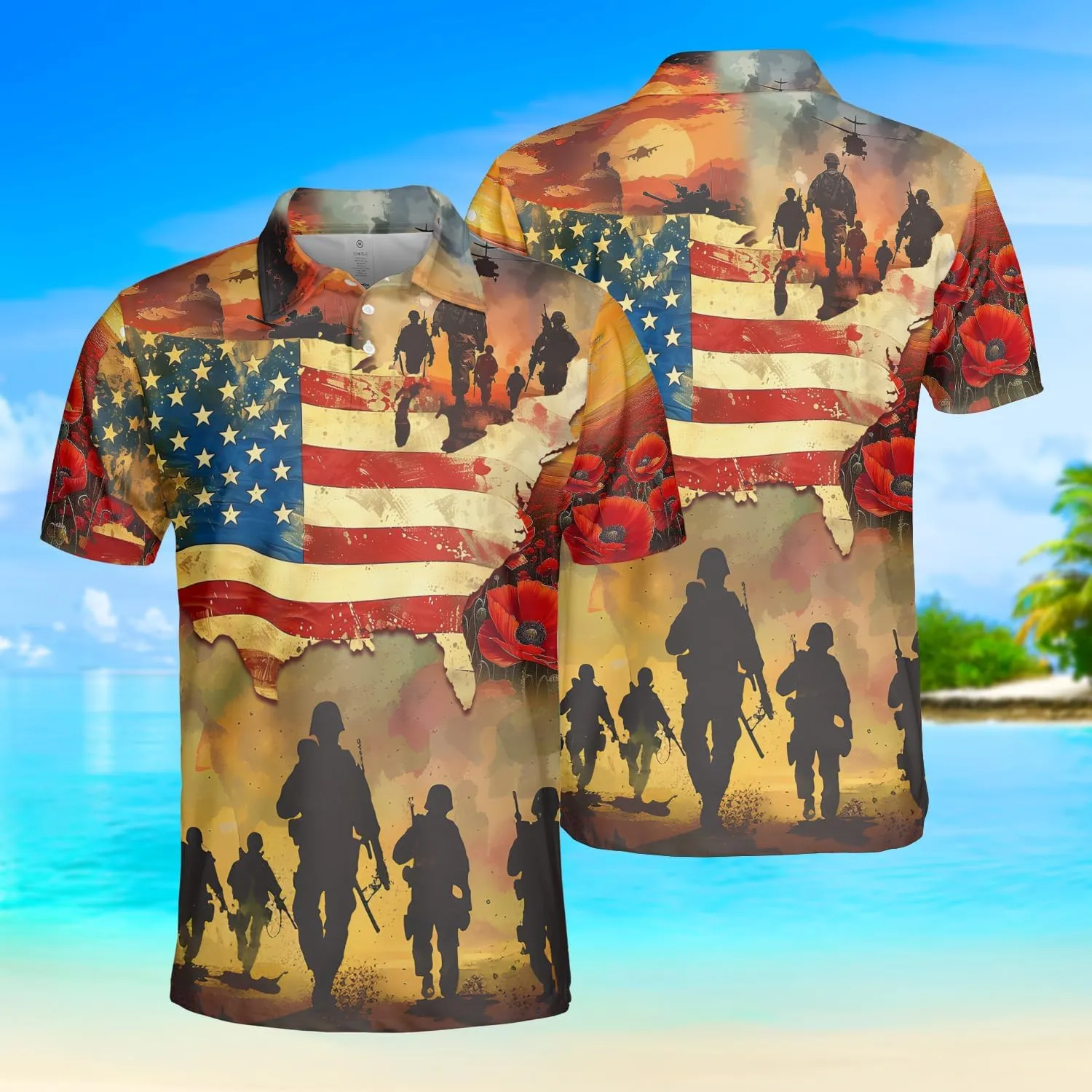 Soldier Golf Polo Shirts for Men - Veteran Mens Polo Shirts Short Sleeve Regular Fit Series 127
