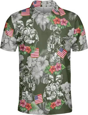 Soldier Golf Polo Shirts for Men - Veteran Mens Polo Shirts Short Sleeve Regular Fit Series 127