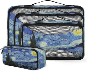 Starry Night Art 4 Set Packing Cubes for Suitcases Travel Packing Organizers for Travel Accessories Lightweight & Space Saving