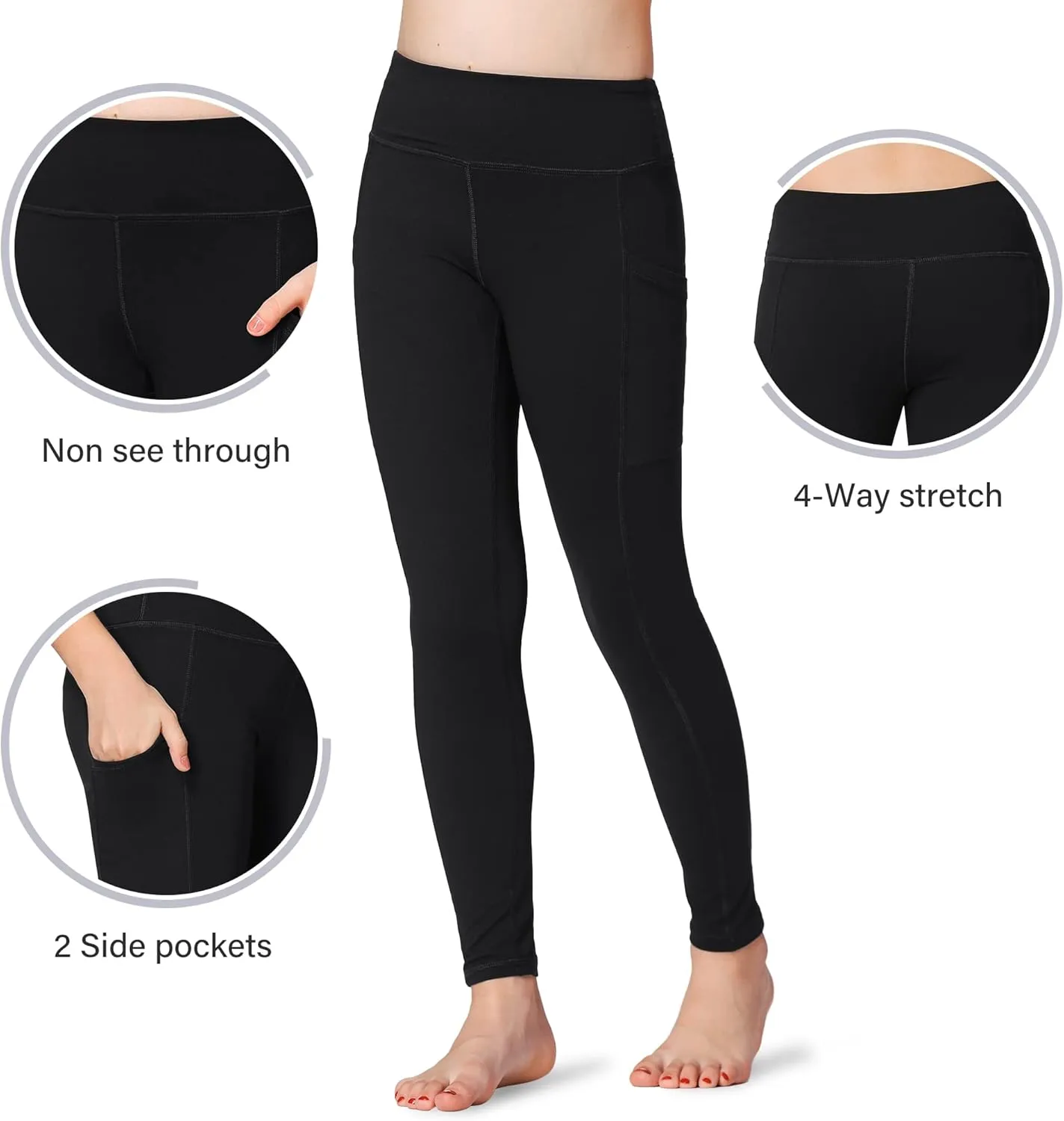 Stelle Girls' Athletic Leggings Kids Dance Running Yoga Pants Workout Active Dance Tights with Pockets