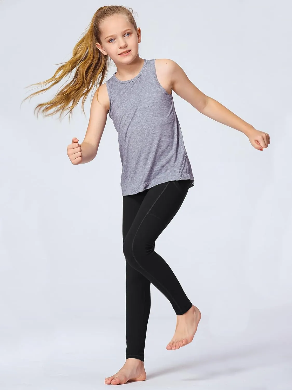 Stelle Girls' Athletic Leggings Kids Dance Running Yoga Pants Workout Active Dance Tights with Pockets