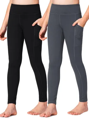Stelle Girls' Athletic Leggings Kids Dance Running Yoga Pants Workout Active Dance Tights with Pockets