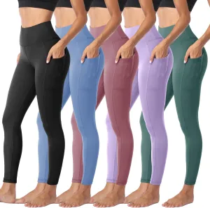 Sundwudu 5 Pack Leggings for Women Tummy Control, Soft High Waisted Black Yoga Pants for Workout Reg & Plus Size
