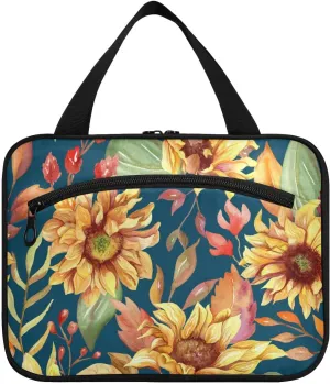 Sunflower Cute Vintage Toiletry Bags for Women Makeup Bag Cosmetic Bag Large Capacity Travel Organizer for Accessories-Medium