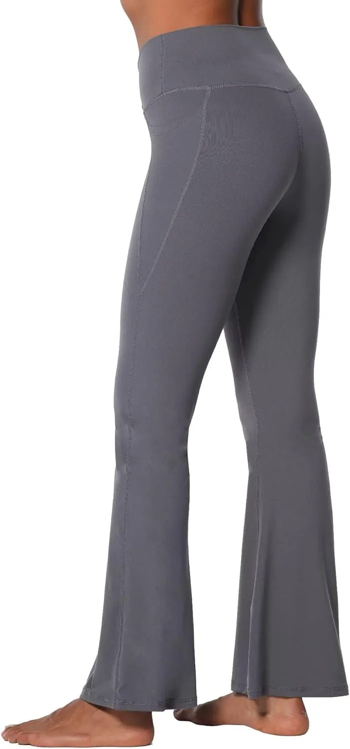 Sunzel Flare Leggings for Women with Pockets, Crossover Yoga Pants with Tummy Control, High Waisted and Wide Leg