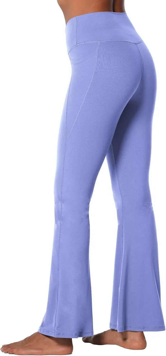 Sunzel Flare Leggings for Women with Pockets, Crossover Yoga Pants with Tummy Control, High Waisted and Wide Leg
