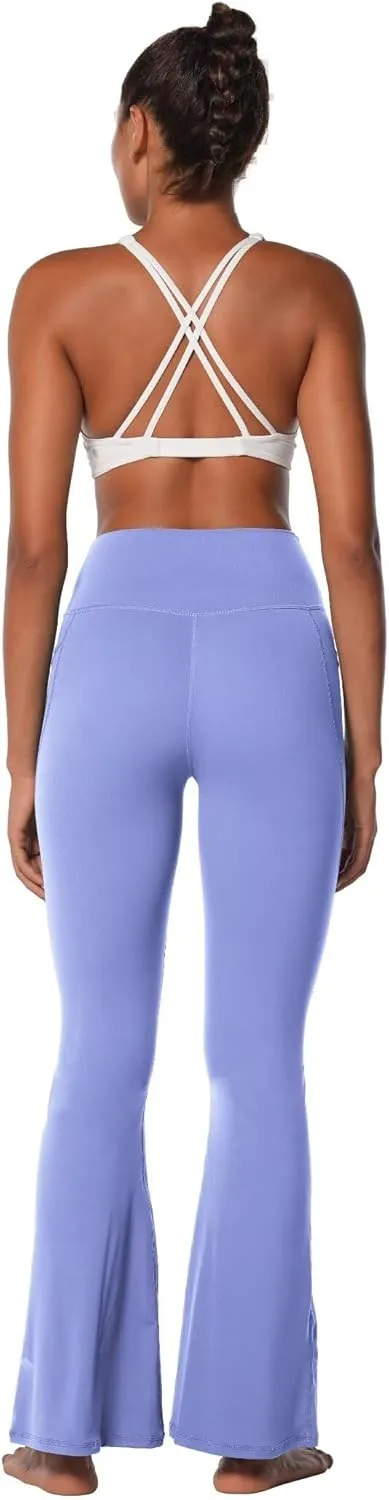 Sunzel Flare Leggings for Women with Pockets, Crossover Yoga Pants with Tummy Control, High Waisted and Wide Leg